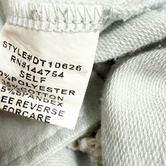 DAVI & DANI | Blue Gray Crochet Cream Slouchy Hoodie Oversized V-Neck | Large - Picture 7 of 10